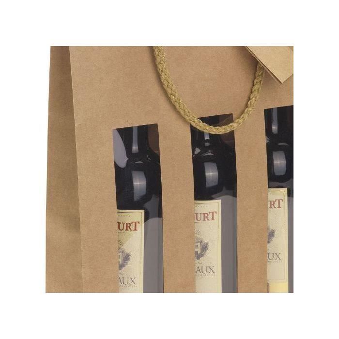 CLASSWINE Etui kraft marron à fenêtre pour 3 bouteilles
