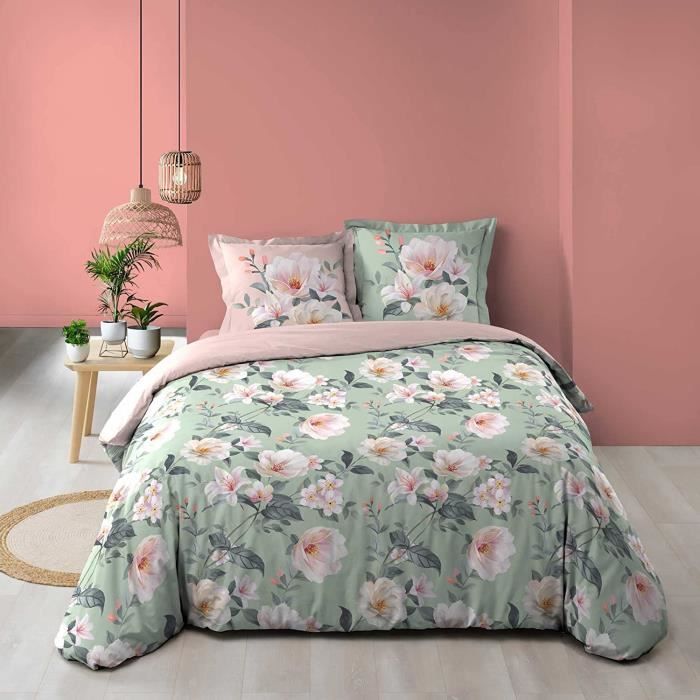 Housse de couette imprimée 220x240 cm + 2 taies 100% coton Alissia