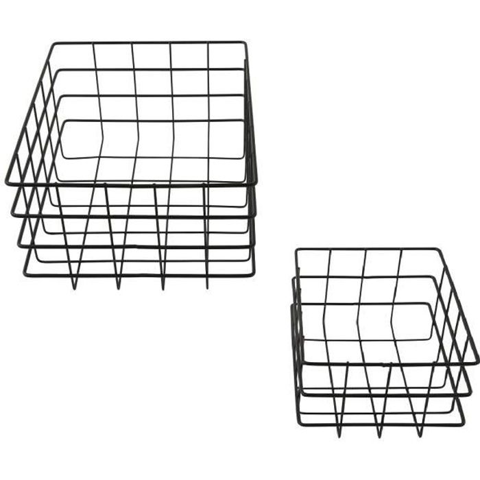 Lot de 2 paniers de rangement Copenhague métal noir Noir