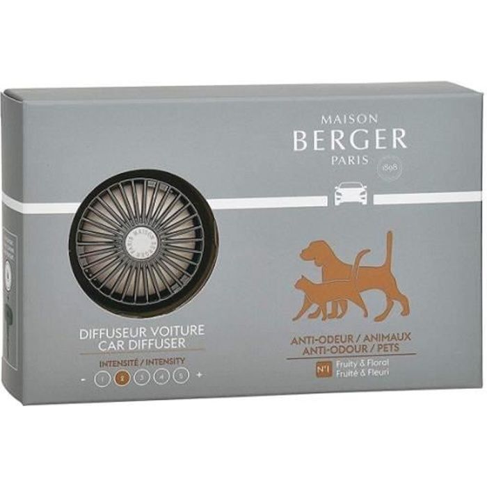 Maison Berger - 6404 Diffuseur de parfum pour voiture Anti-Odeur de Tabac Noir