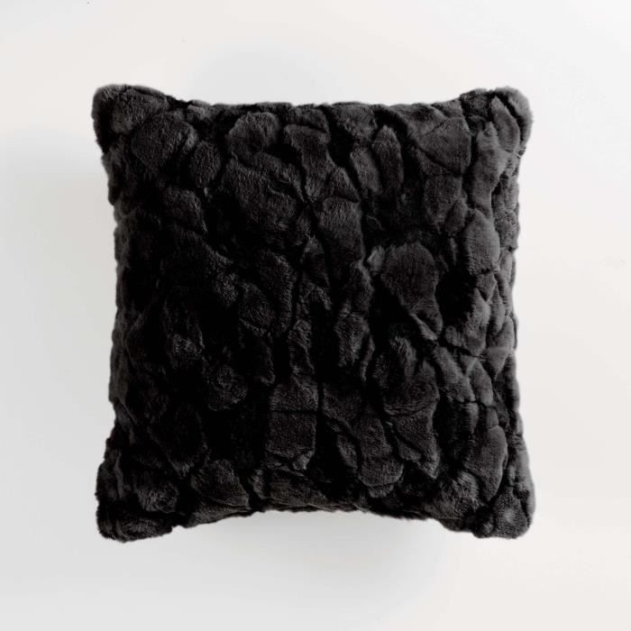 CDaffaires So coussin 40 x 40 cm imitation fourrure eskimo Noir
