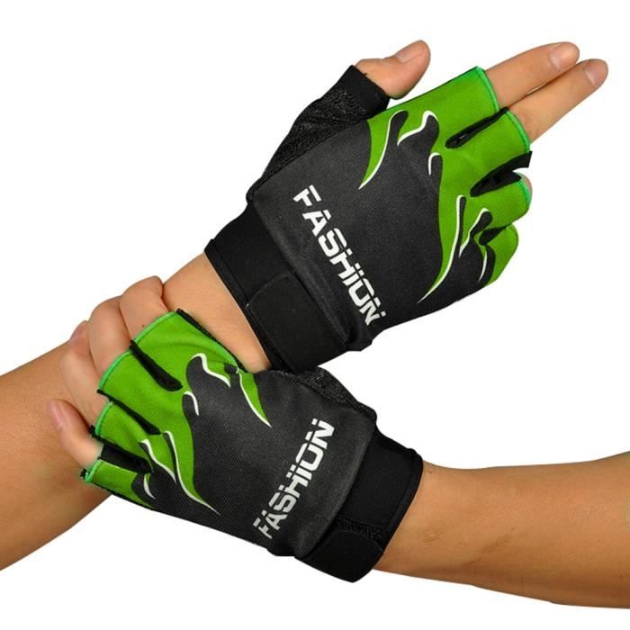 XUNYLYEE® Gants Demi Doigt Moto Vélo Sport Gants Gants de Cyclisme - Vert