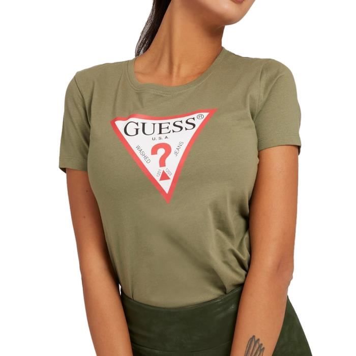 T-shirt Kaki Femme Guess Original
