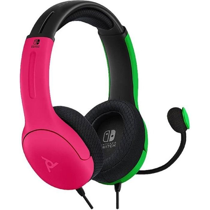 PDP 500-162-PKGR-EU Gaming Micro-casque supra-auriculaire filaire rose, vert Suppression du bruit du microphone