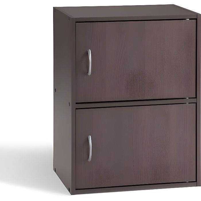 Etagère 2 Porte wengé en panneaux de particules,40x29x53,8cm
