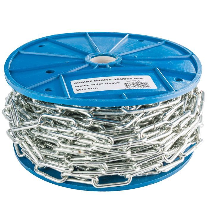 Chaine soudée 4 mm acier zingué 25m