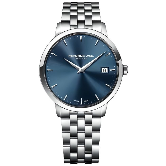 RAYMOND WEIL TOCCATA Montre à quartz P5485-ST-50001 classique pour homme en acier avec cadran bleu et date