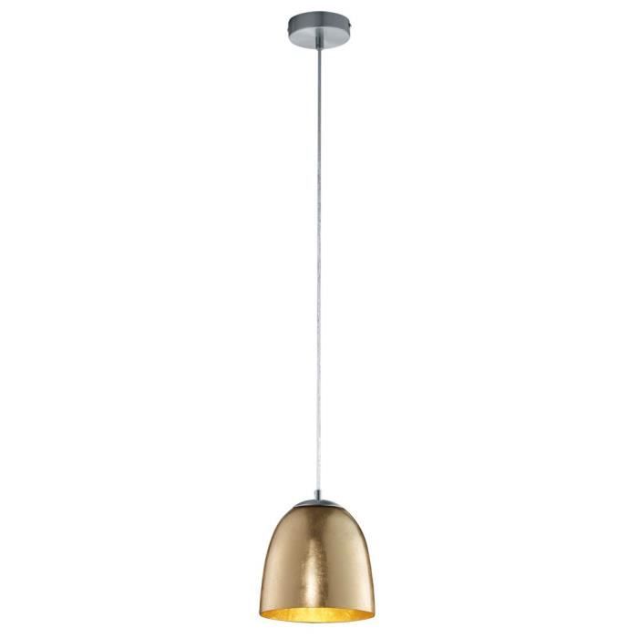 Lustre élégant suspension lampe éclairage doré verre opale salle à manger