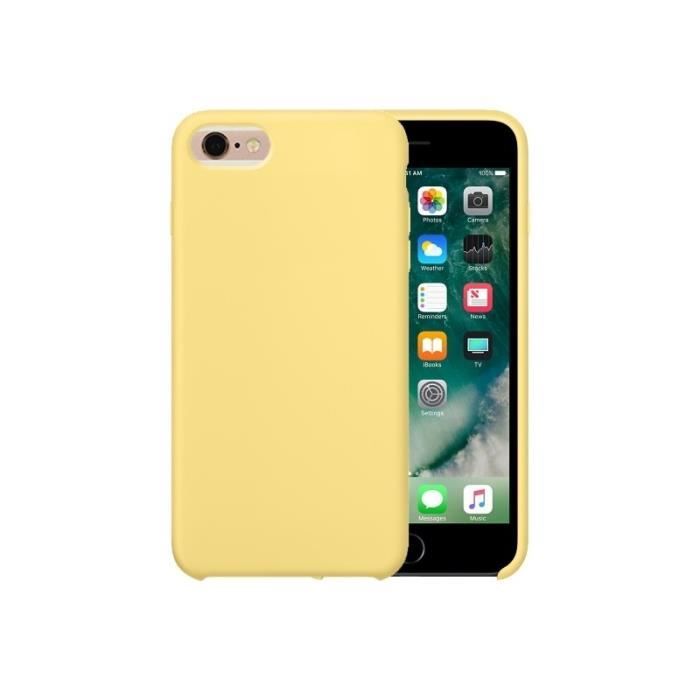 Coque renforcé iPhone 6 6S couleur pure silicone liquide PC de protection couverture cas jaune