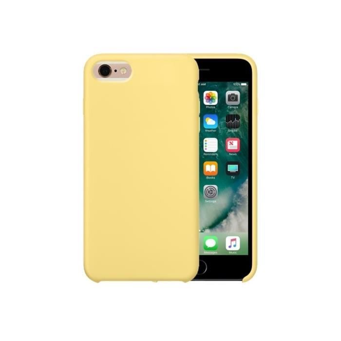 Coque renforcé iPhone 6 6S couleur pure silicone liquide PC de protection couverture cas jaune