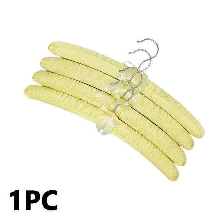 Cintre Rembourré En Satin Ivoire 43cm Avec Noeud Et Crochets Dorés - Hangerworld