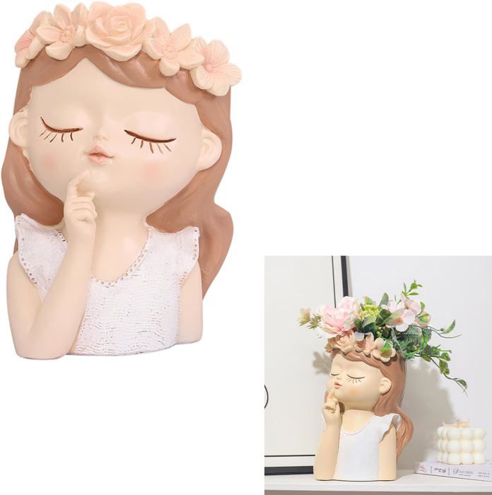Relaxdays Vase décoratif en lot de 2, pot de fleurs, en céramique