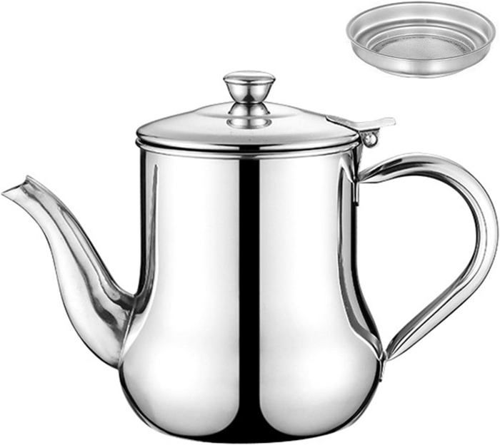 Pot Filtre à Huile 2.2L Acier Inoxydable 304 – Grand Récipient Multifonction Avec Panier Friture, Passoire Et Bec Verseur Anti-Goutte