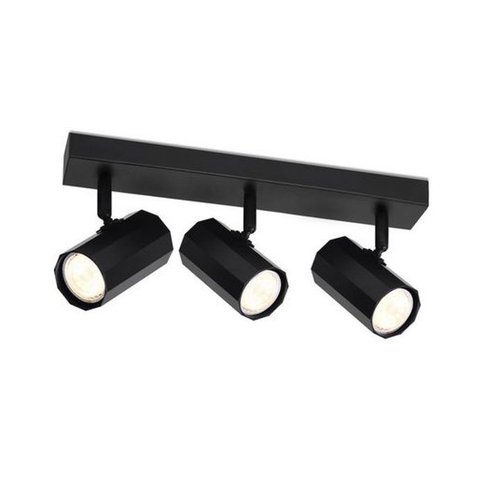 Spots de plafond - NETTLIFE - Spots 3 lampes - Noir - GU10 - Orientable 350°