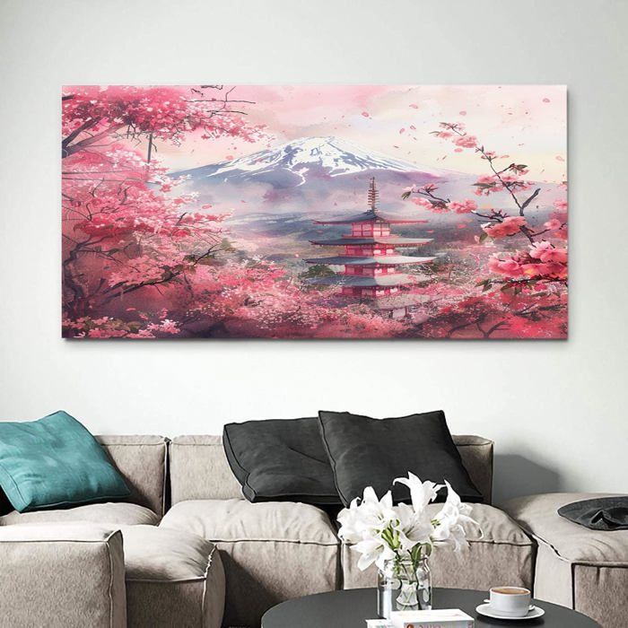 Tableau Toile Déco Murale Asie Japon 70x50cm - Impression Premium Pour Salon/Chambre - Style Moderne
