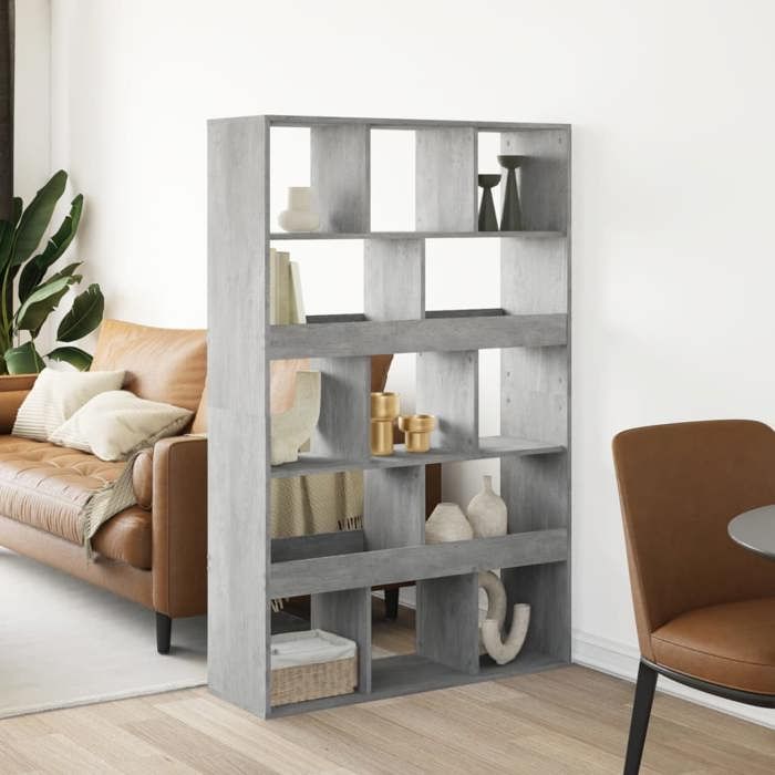 SALE 2025Bibliothèque Moderne - Étagère Cloison de séparation - Gris béton - bois dingénierie 44 Kg 9892