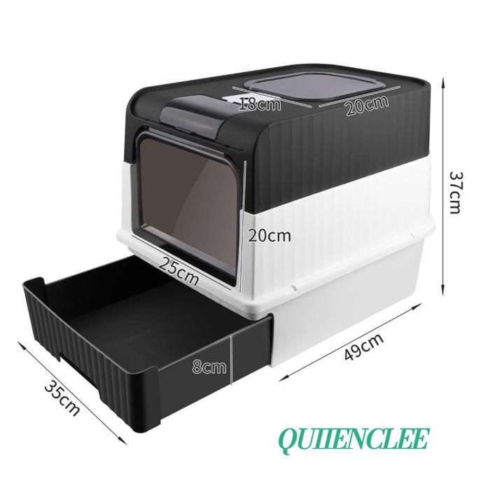 Comparer les prix de Bac à litière pour chat en plastique PP, bac à litière pour chat avec pelle à litière, peut contenir 5kg de litière, noir