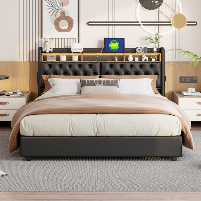Vitalispa Lit rembourré Anthracite 180x200 cm avec 4 tiroirs Vitalispa Lit rembourré Anthracite 180x200 cm avec 4 tiroirs