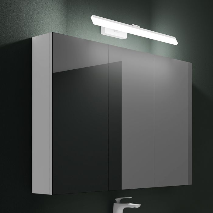 Mai & Mai Armoire Miroir Suspendue de Salle de Bain 100x15x70cm Blanc Mat avec Lampe LED 6000K 180°Rotative 60cm Blanc
