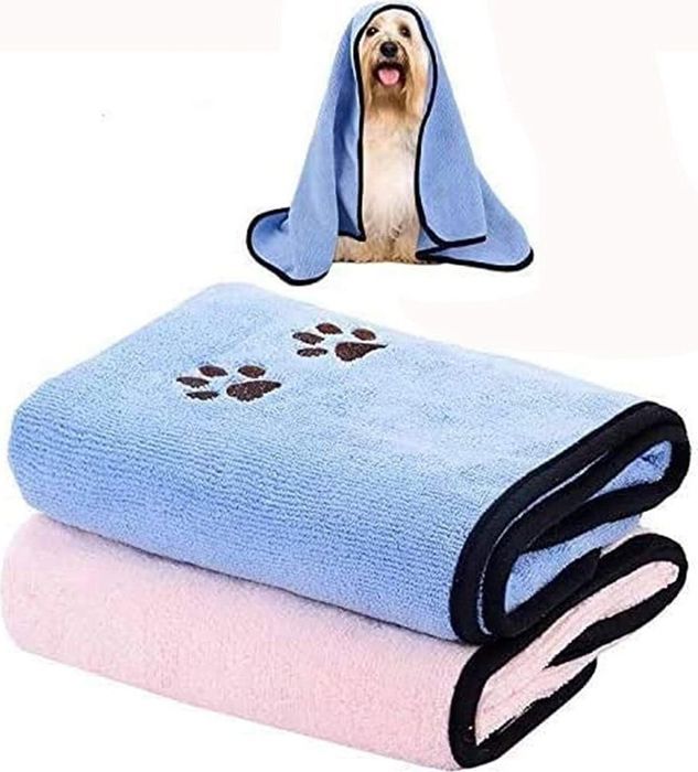 Meilleurs prix pour Lot de 2 serviettes de bain pour chien grande serviette en microfibre douce chaude à séchage rapide pour chiens et chats (50