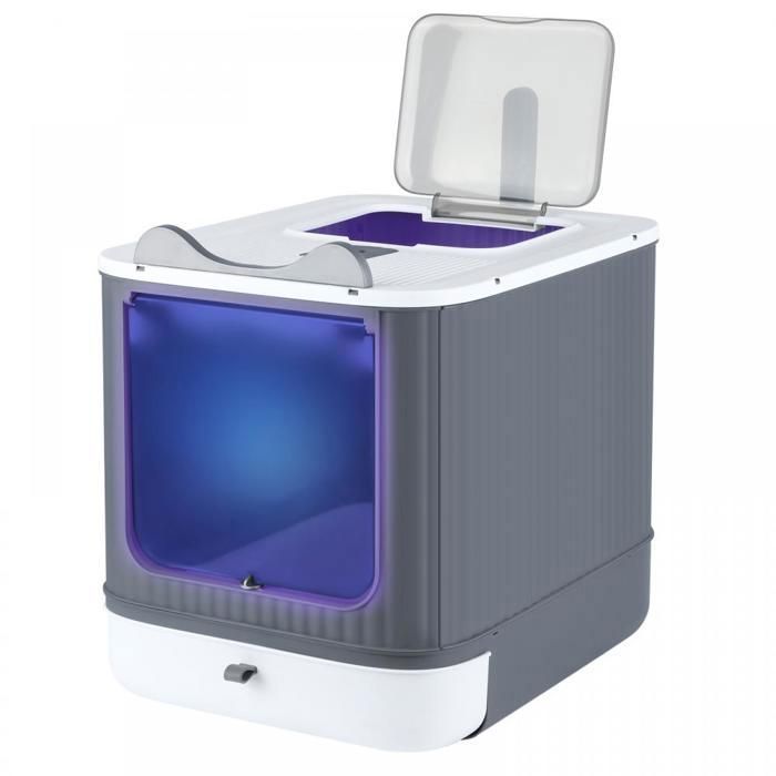 Meilleurs prix pour YIYI. BAC À LITIÈRE FERMÉ POUR CHAT AVEC LUMIÈRE UV -  PELLE À LITIÈRE POUR CHAT - BLANC - 445*345*365CM.