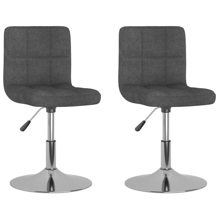 SOLO Chaises pivotantes à manger lot de 2 - pour Chambre et Restaurant - gris foncé tissu LL1097