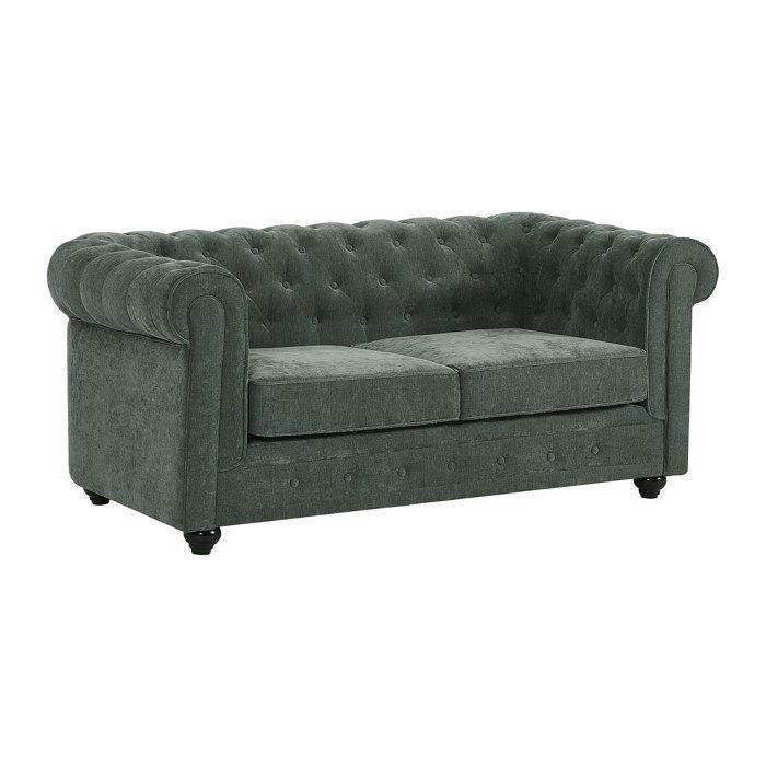 Canapé 2 places en tissu vert CHESTERFIELD