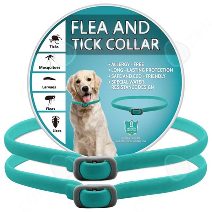 Comparer les prix de Collier Anti Puces 2 pcs Sécurité imperméable réglable longueur 65cm protection 8 mois pour chiens Sûr et pratique à porter bleu