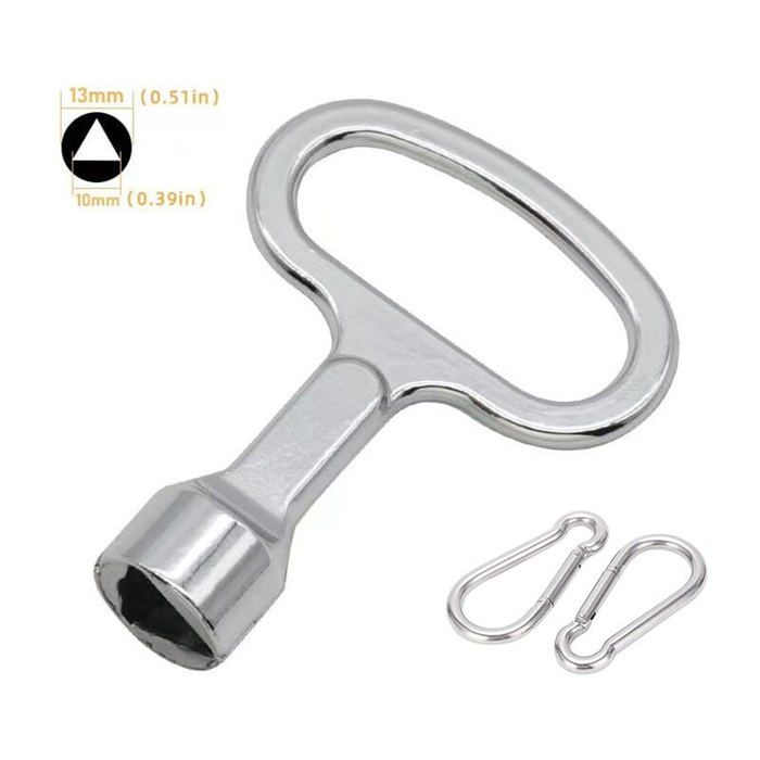 Triangle Poubelle Clé Poubelle Jaune Triangulaire Clef Triangle à Douille en Métal pour Compteur Gaz Ascenseurs Armoire Electr