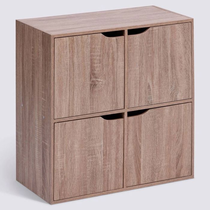 Etagère 4 cases meuble de rangement coloris effet bois clair - Longueur 67 5 x largeur 32 x Hauteur 67 5 cm
