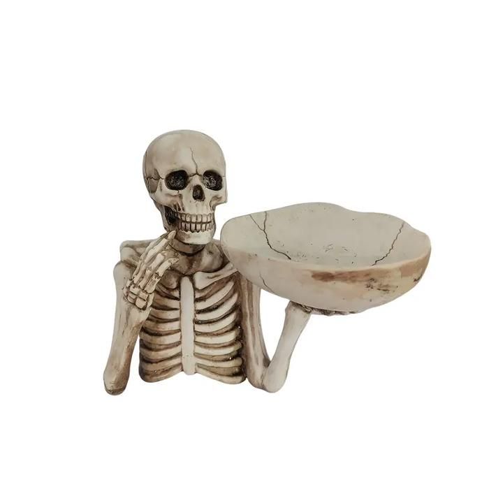 Plateau Squelette Halloween Résine - Décoratif, Rangement Bonbons, Clés - 22x9x21 Cm, Décoration D'intérieur