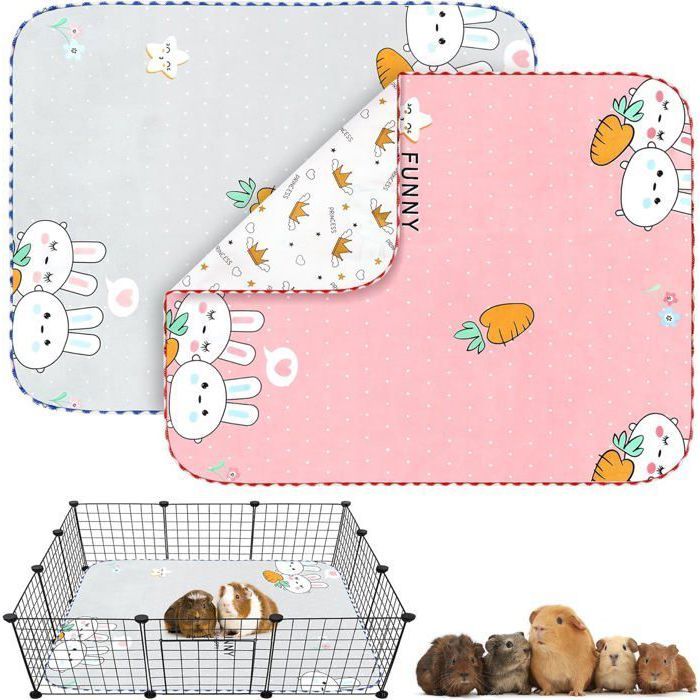 Comparer les prix de Lot de 2 tapis hygiéniques réutilisables et absorbants pour cage de cochon Inde lavables séchés à air libre Multicolore CAGE