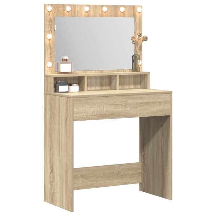 MGH - TOP coiffeuse/Table de maquillage - 1 femme - Chêne sonoma 79x41x135 cm - Bois dingénierie FR385