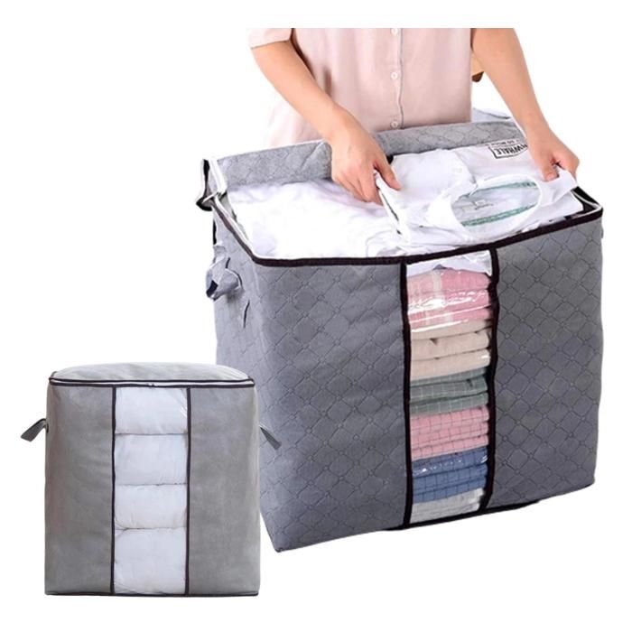 Grand sac de rangement pour garde-robe pour vêtements en lin uni EDIBAZZAR