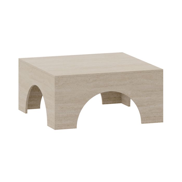 Table basse Vivatka 80 x 80 x 37 cm effet travertin
