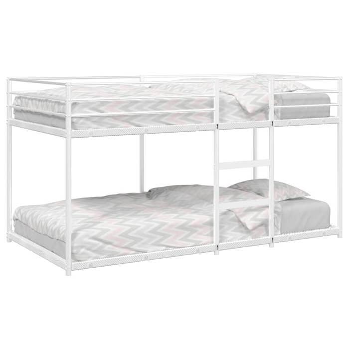 Lit superposé en acier - UU - Blanc - 90x200 cm - 207x95x111 cm - Échelle intégrée - Garde-corps - Sommier en maille