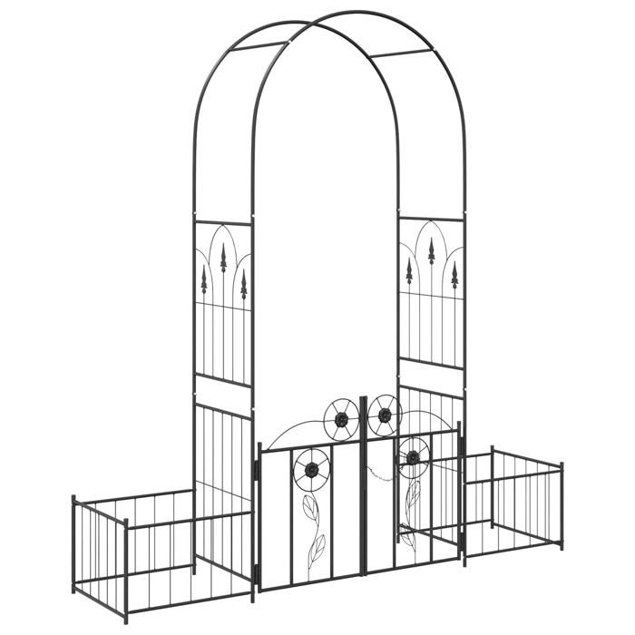 Arche de jardin en métal - vidaXL - Noir - 203x50x218 cm - Structure solide - Finition peinte - Style contemporain