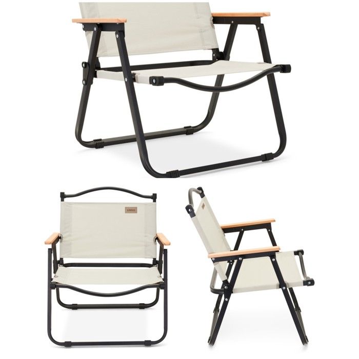 Chaise pliante - LIVOO - Camping - Accoudoirs hêtre - Structure acier thermolaqué - Polyester 600D Chaise pliante - LIVOO - Camping - Accoudoirs hêtre - Structure acier thermolaqué - Polyester 600D