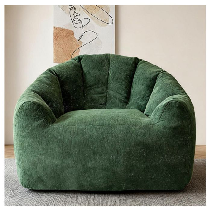 Pouf Géant Bean Bag Fauteuil Rond 99cm Ergonomique Velours Confort Salon Chambre Lecture Détente Moderne Vert