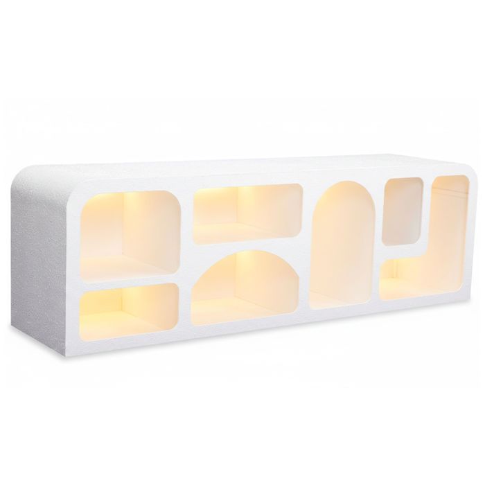MENZZO Buffet bas L160cm design arches avec LED intégrées Navalor Blanc