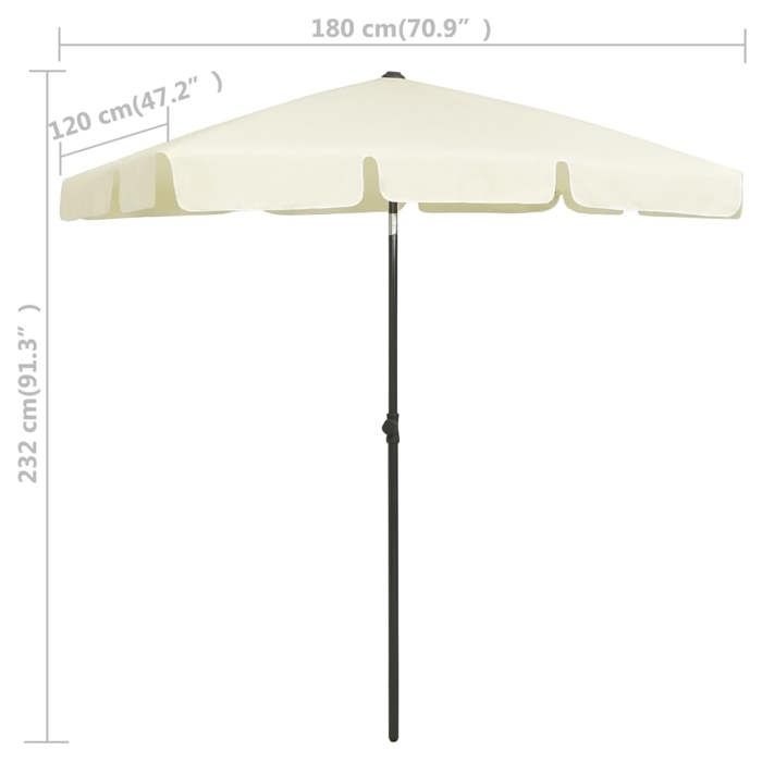 Solde 2026Parasol en polyester anti-UV Jaune - Parasol de plage jaune sable 180x120cm 2.45 Kg 49382681
