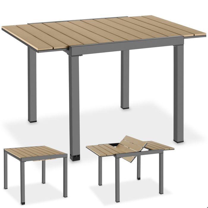 Table dextérieur - TECTAKE - Table de jardin INCA extensible en aluminium 80–120 x 80 x 74 cm - Noir/Marron Table dextérieur - TECTAKE - Table de jardin INCA extensible en aluminium 80–120 x 80 x 74 cm - Noir/Marron