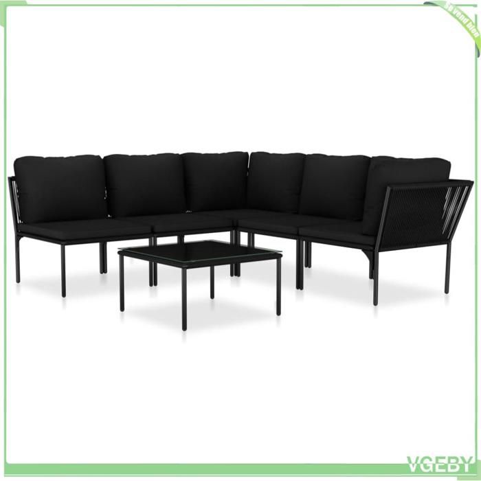 Salon de jardin - FAFEICY - Design de fil - Noir/anthracite - Acier enduit de poudre - Coussins amovibles