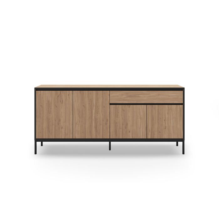 VANA - Buffet 4 portes 180cm en mélamine - Chêne clair VANA - Buffet 4 portes 180cm en mélamine - Chêne clair