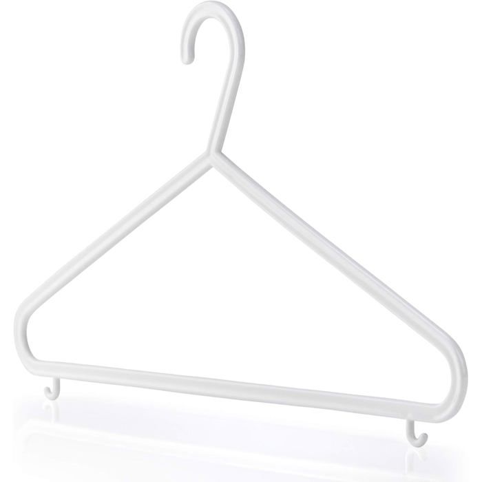 Lot de 10 cintres en plastique gain de place 36 cm sans bosses avec barre pantalon blancs