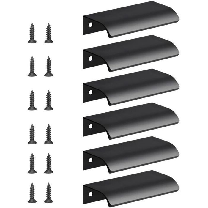 Poignée dArmoire - PZCC - Lot de 6 - Affleurante invisible - Alliage aluminium - Poignée encastrée