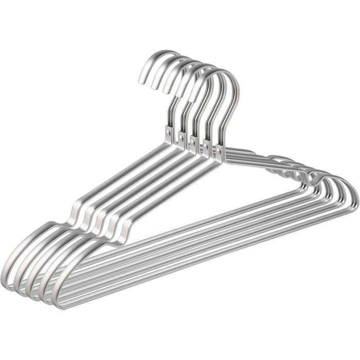 Lot de 20 cintres en aluminium mat argent 42 cm - encoches antidérapantes pour vêtements