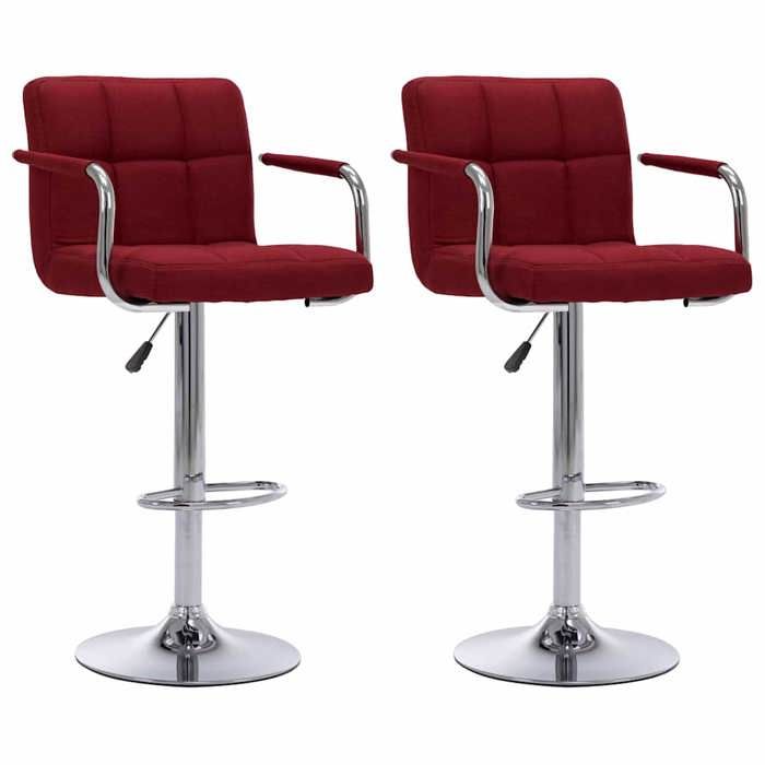 vidaXL Tabourets cuisine - Chaises de bar - lot de 2 - bordeaux tissu @537