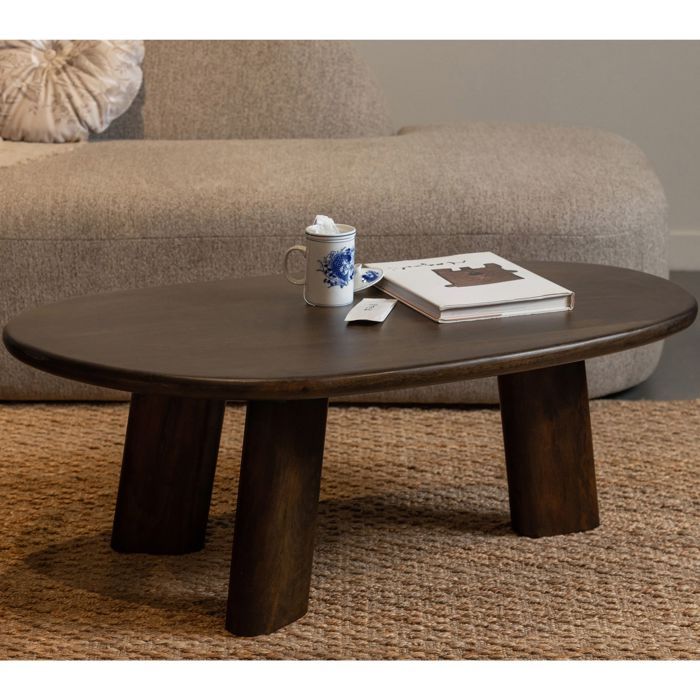 Table basse 110x60x40 cm en manguier finition noyer Table basse 110x60x40 cm en manguier finition noyer