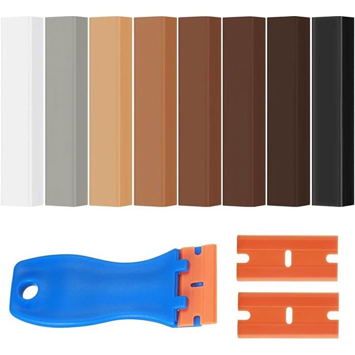 8 Pièces Kit de Réparation de Cire DureKit Reparation Parquet avec GrattoirCire de Réparation de MeublesKit TRAITEMENT